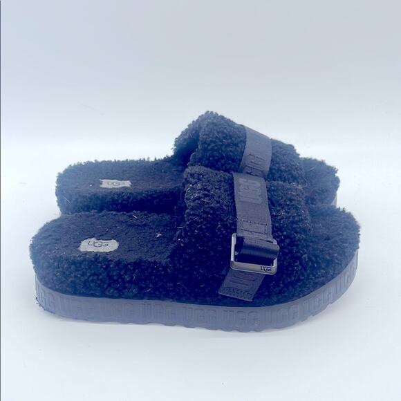 UGG Fluffita sheepskin Sherpa slip on platform sandals sz 12 - Picture 1 of 6